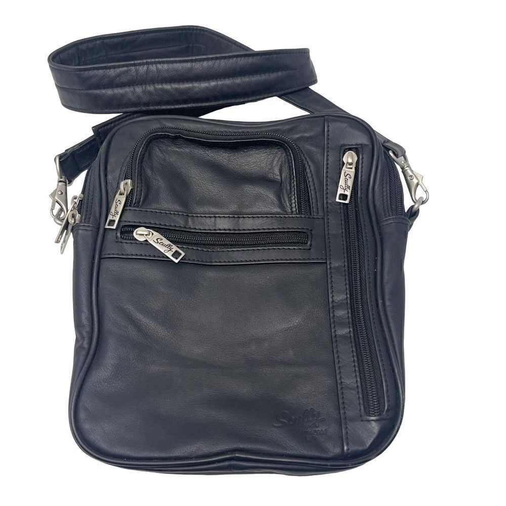 Scully messenger bag medium size Black leather Crossbody BoxU
